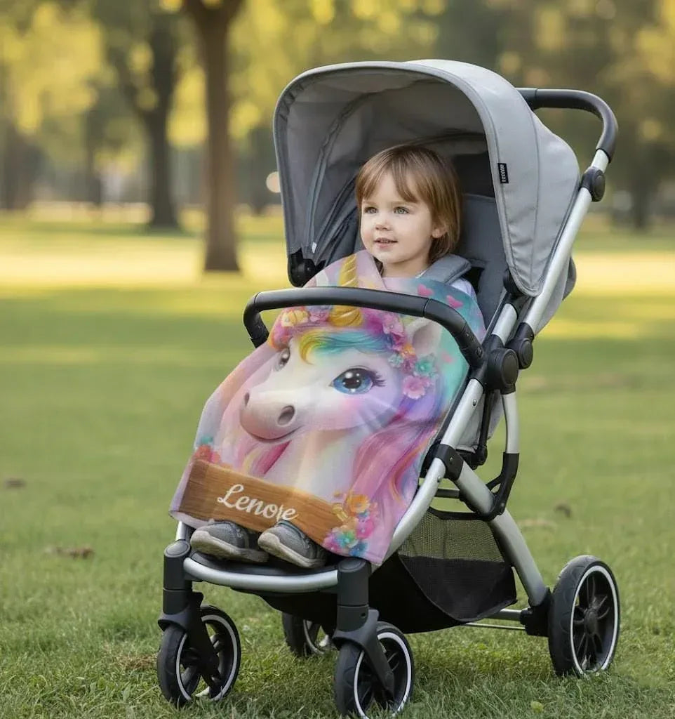 Personalized Unicorn Blanket: Rainbow Pink White Bedroom - Soft Flannel Fleece Throw, Name Gift