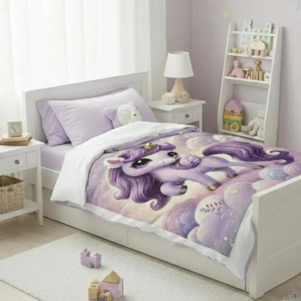 Personalized Unicorn Blanket: Enchanted Purple Fantasy Throw, Flannel Fleece Name Gift