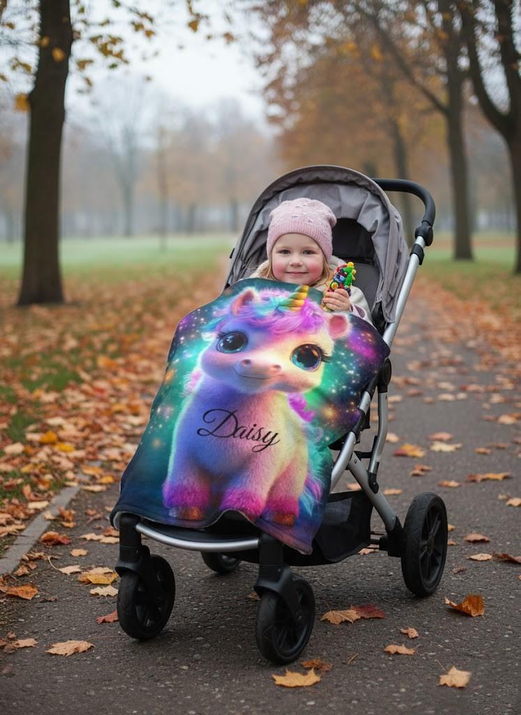 Personalized Cosmic Unicorn Blanket - Magical Galaxy Flannel Fleece Throw Super Soft Custom Name Gift