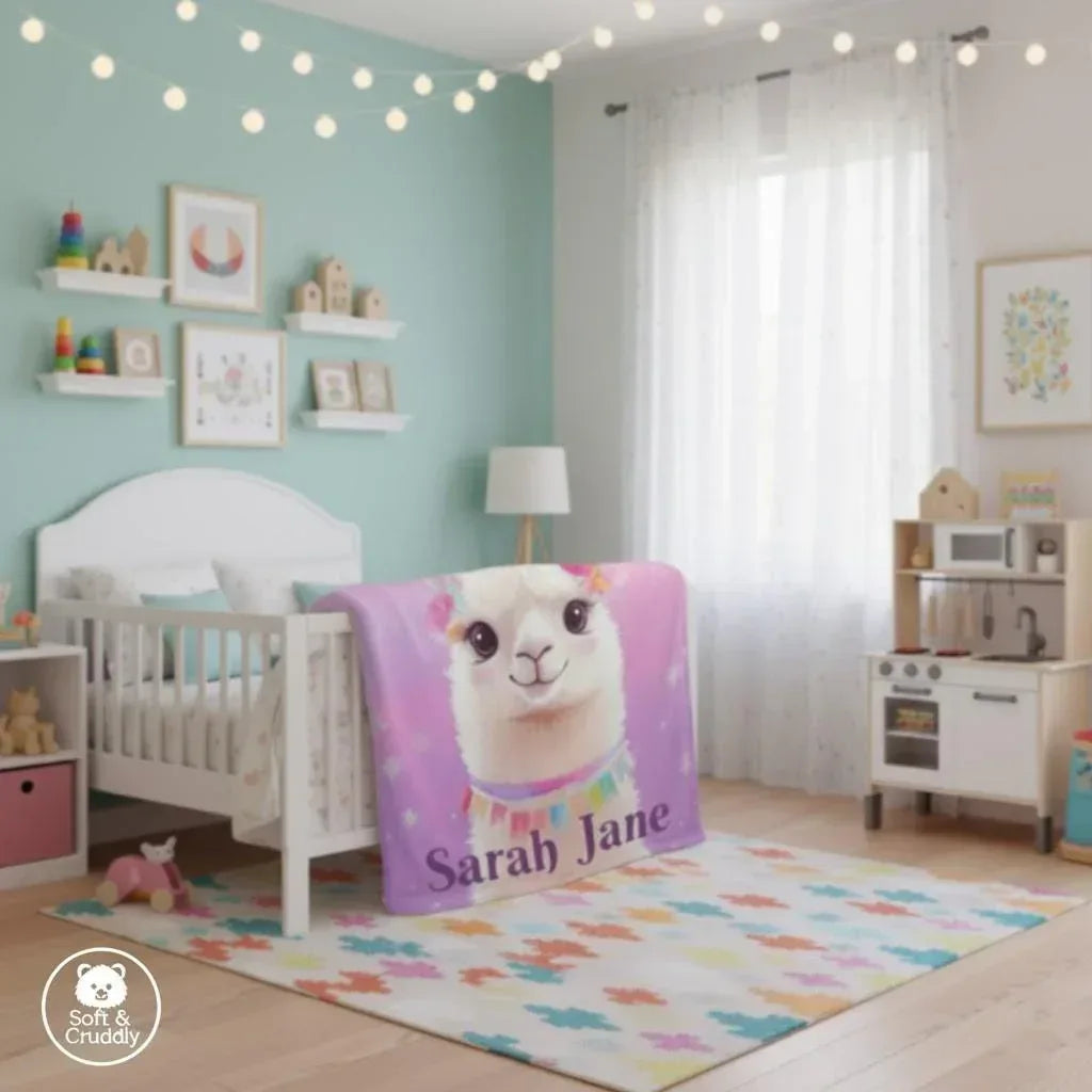 Personalized Llama Fleece Blanket: Alpaca Custom Name Throw