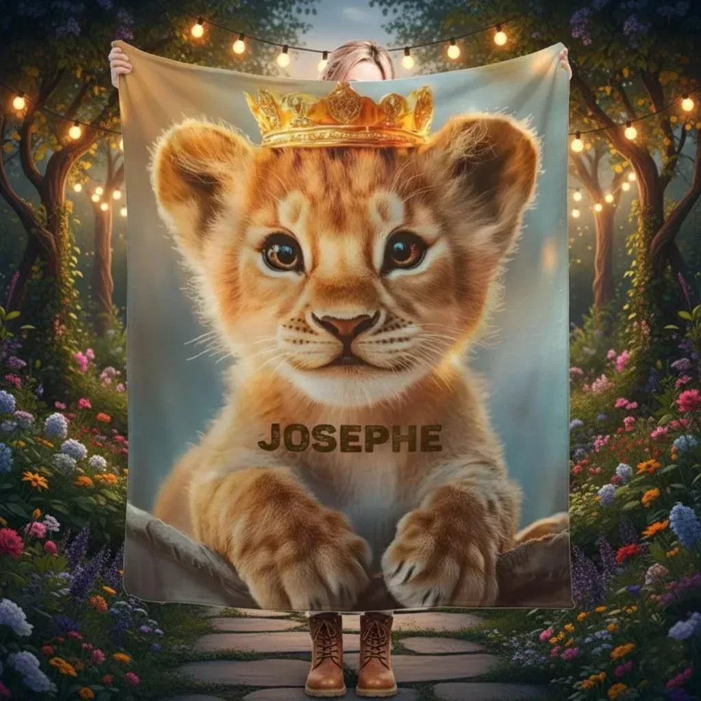 Customizable Lion King Baby Blanket: Simba Cub Keepsake Throw, Flannel Fleece Name Gift