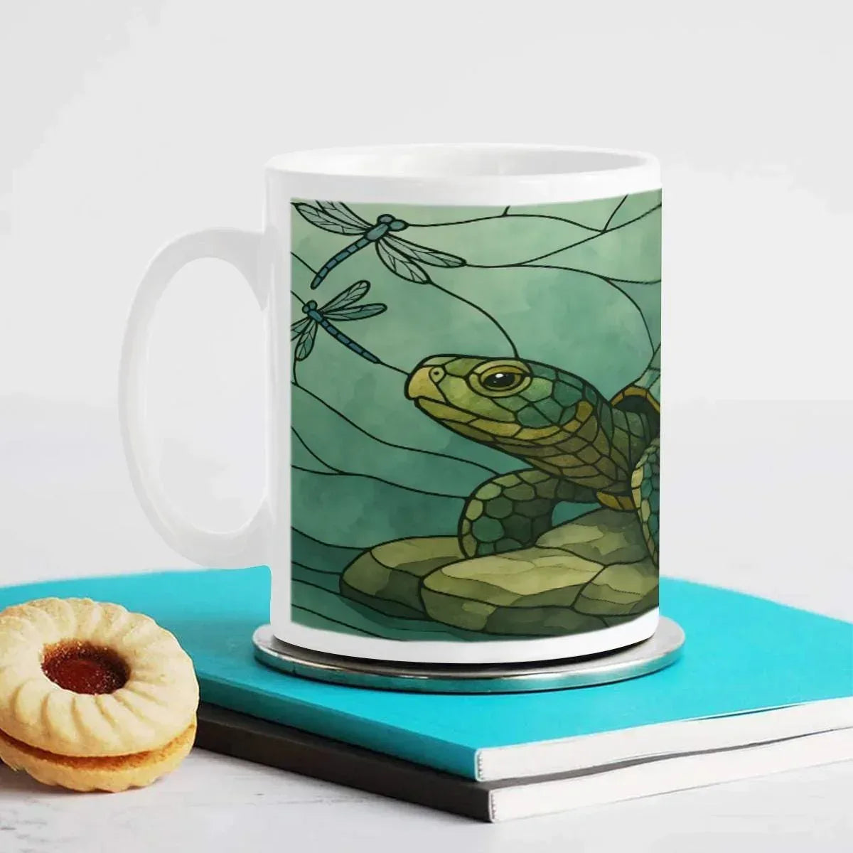 Stained Glass Sea Turtle Mug: Ocean Home Decor, Hot Chocolate, Coffee Mug, Tea Cup