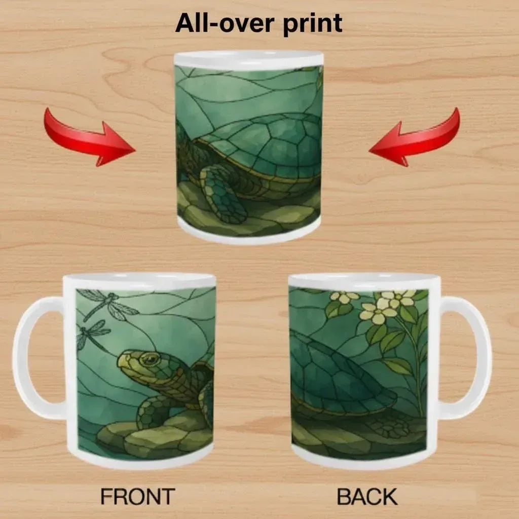 Stained Glass Sea Turtle Mug: Ocean Home Decor, Hot Chocolate, Coffee Mug, Tea Cup
