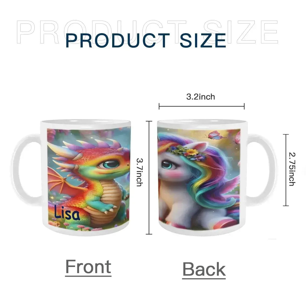 Personalized Unicorn Dragon Coffee Mug, Tea Cup: Hot Chocolate Gift for Fantasy Lovers
