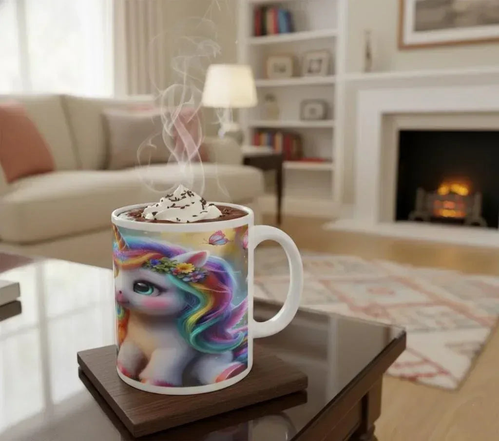 Personalized Unicorn Dragon Coffee Mug, Tea Cup: Hot Chocolate Gift for Fantasy Lovers