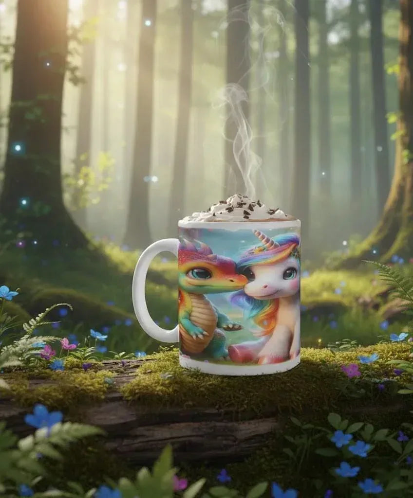 Personalized Unicorn Dragon Coffee Mug, Tea Cup: Hot Chocolate Gift for Fantasy Lovers