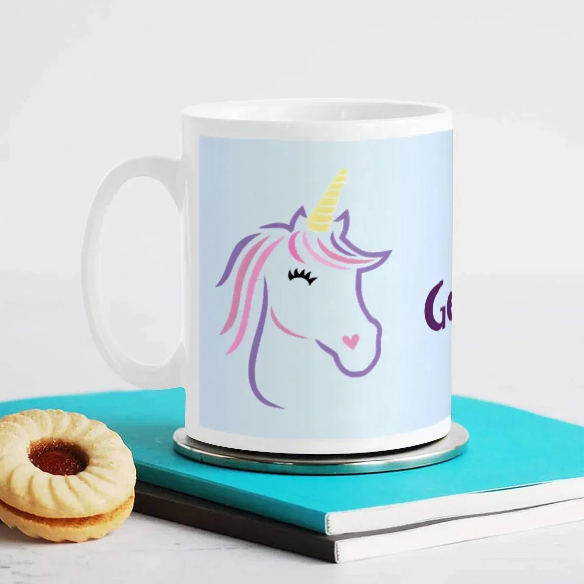 Personalized Ceramic Unicorn Tea & Coffee Mug: 11oz White Cup, Custom Name Gift