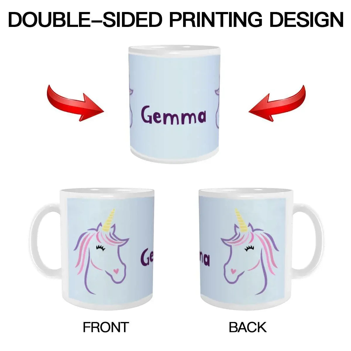 Personalized Ceramic Unicorn Tea & Coffee Mug: 11oz White Cup, Custom Name Gift