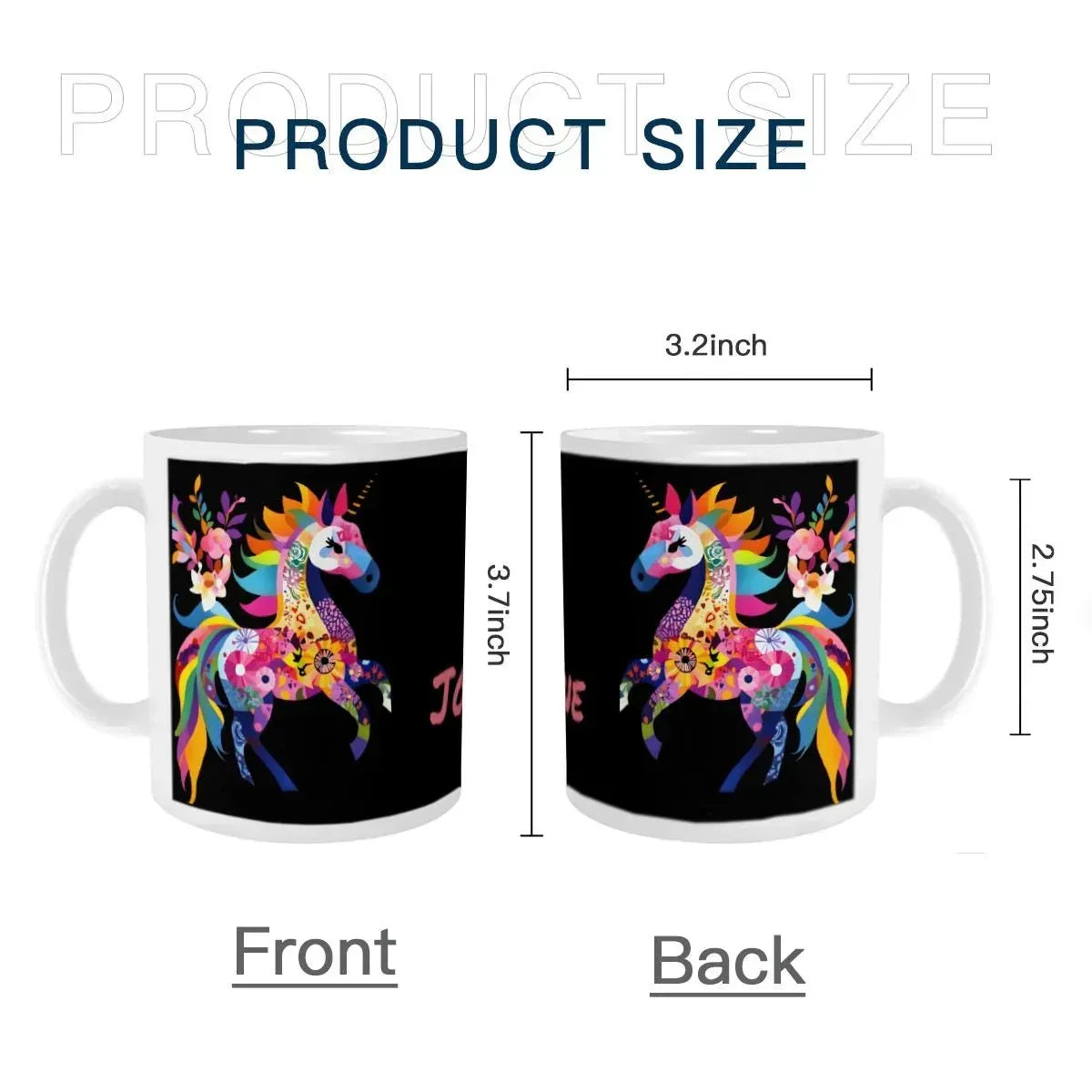 Personalized Unicorn Magic Mug - Name Design - Hot Chocolate, Coffee, Tea Cup - Black & Pink Gift