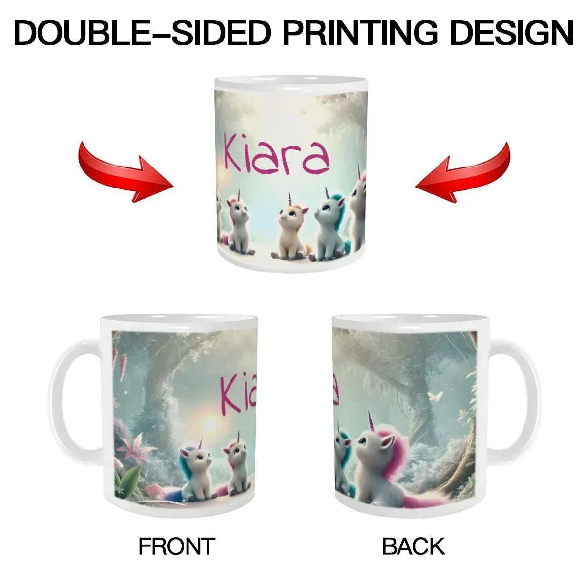 Personalized Unicorn Coffee Mug, Tea Cup: Hot Chocolate Gift for Fantasy Lovers, Name Gift