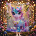 Personalized Unicorn Blanket: Soft Flannel Fleece Throw, Magical Name Gift