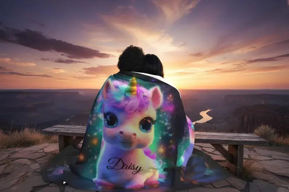 Personalized Cosmic Unicorn Blanket - Magical Galaxy Flannel Fleece Throw Super Soft Custom Name Gift