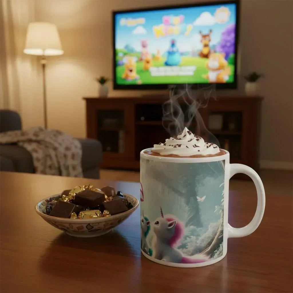 Personalized Unicorn Coffee Mug, Tea Cup: Hot Chocolate Gift for Fantasy Lovers, Name Gift