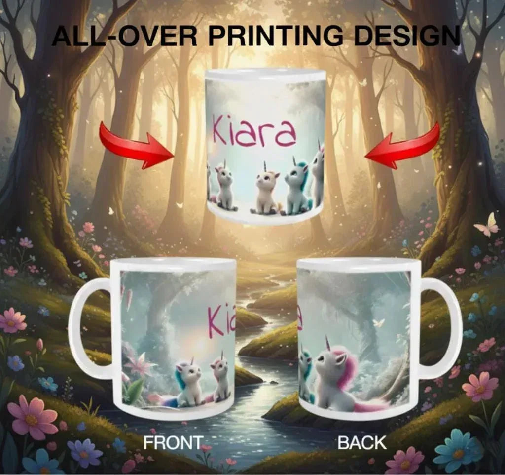 Personalized Unicorn Coffee Mug, Tea Cup: Hot Chocolate Gift for Fantasy Lovers, Name Gift