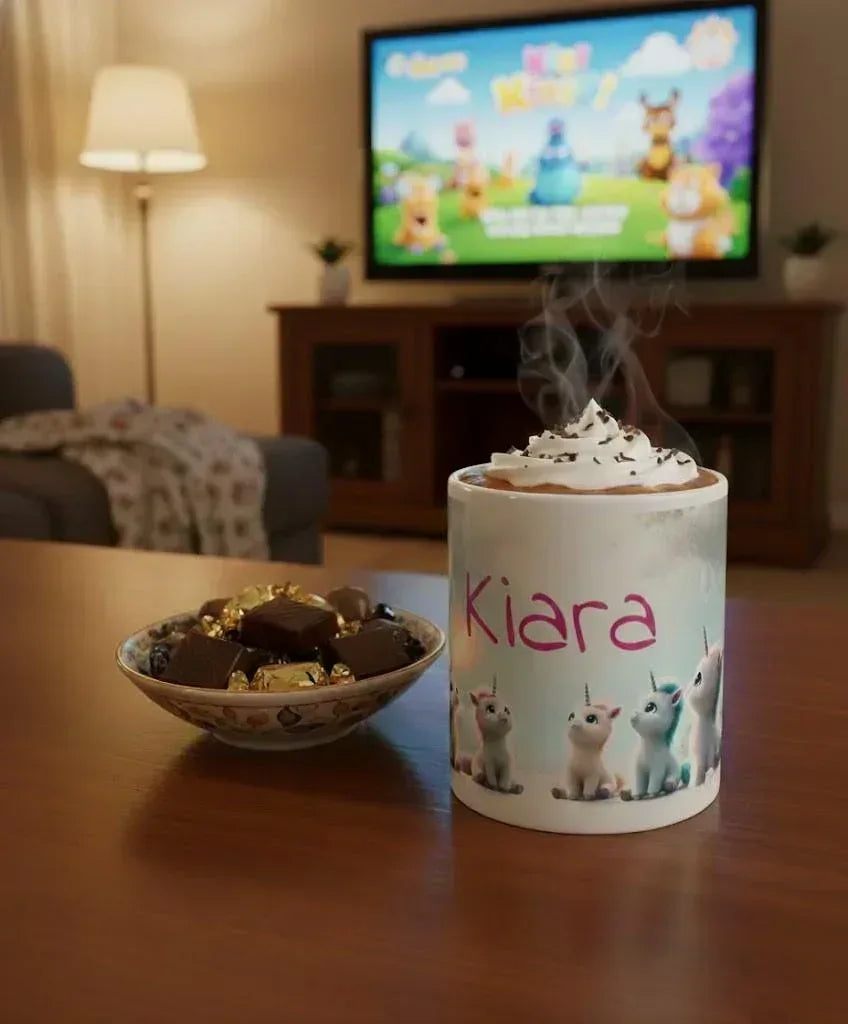 Personalized Unicorn Coffee Mug, Tea Cup: Hot Chocolate Gift for Fantasy Lovers, Name Gift