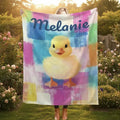Personalized Baby Duck Blanket: Soft Microfiber, Colorful Duckling Chick Farm, Super Soft Name Gift