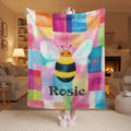 Personalized Bee Blanket: Patchwork Nursery Fleece Throw