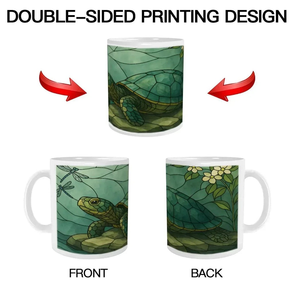 Stained Glass Sea Turtle Mug: Ocean Home Decor, Hot Chocolate, Coffee Mug, Tea Cup