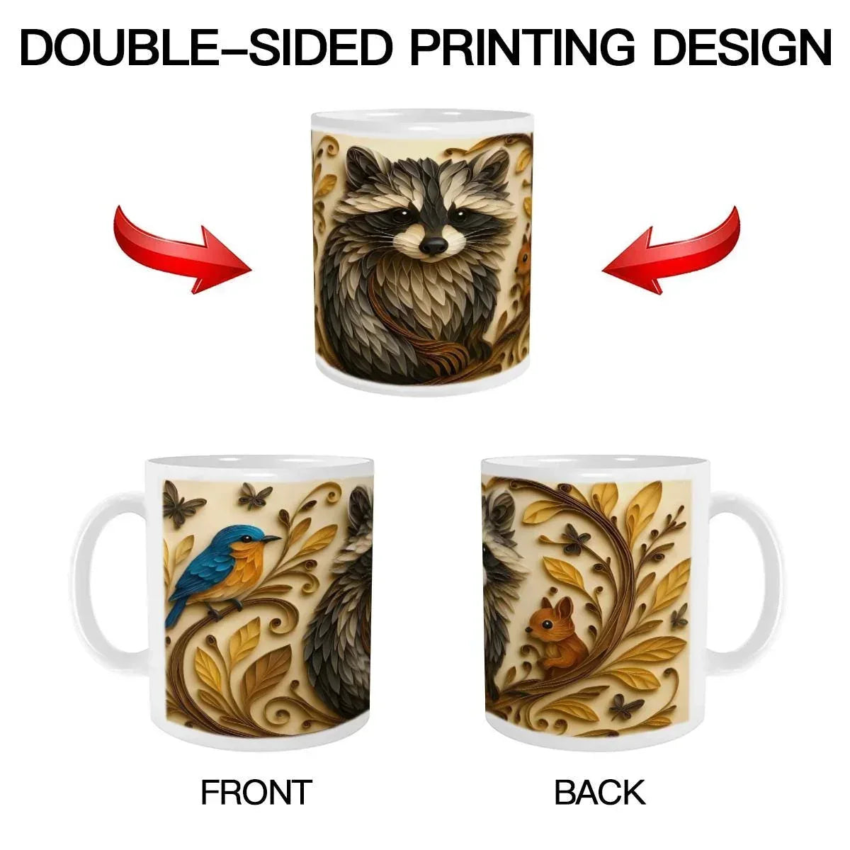 Whimsical Raccoon Mug: Adorable Animal Lover Gift, Hot Chocolate, Coffee Mug, Tea Cup