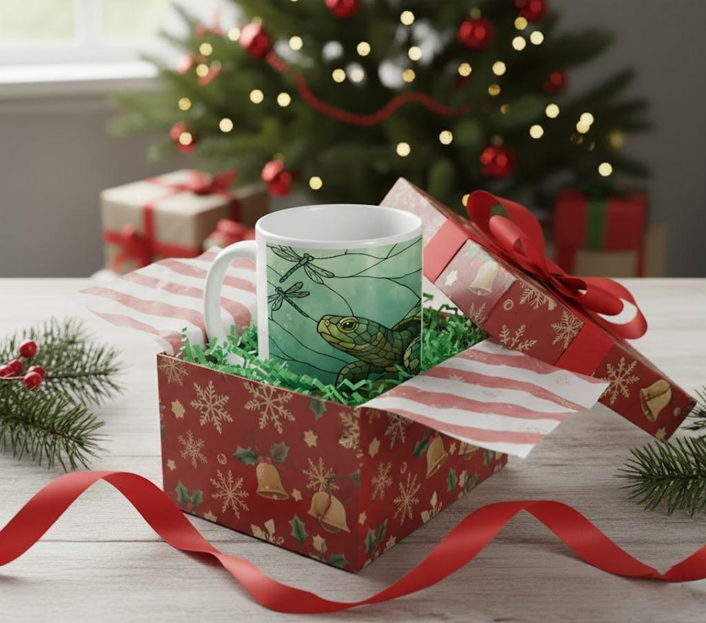 Stained Glass Sea Turtle Mug: Ocean Home Decor, Hot Chocolate, Coffee Mug, Tea Cup