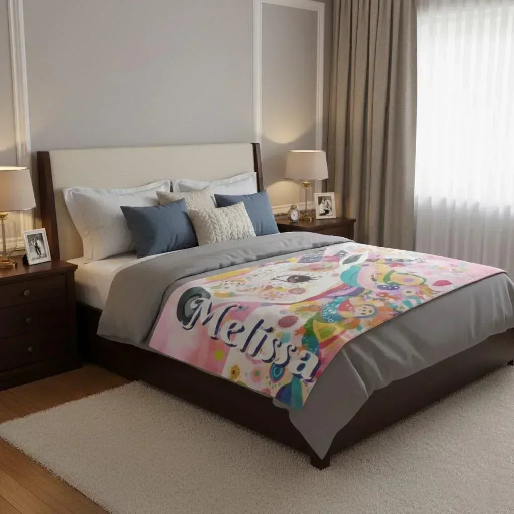Personalized Unicorn Blanket with Name - Dreamy Soft Fleece Throw for Kids and Adults