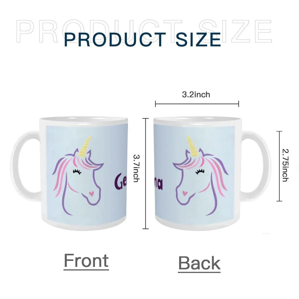 Personalized Ceramic Unicorn Tea & Coffee Mug: 11oz White Cup, Custom Name Gift