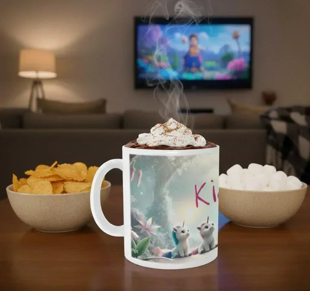 Personalized Unicorn Coffee Mug, Tea Cup: Hot Chocolate Gift for Fantasy Lovers, Name Gift