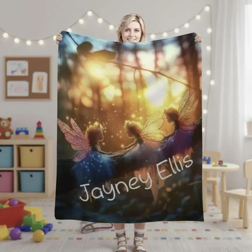 Personalized Fairy Blanket: Enchanted Wonderland Fantasy Throw