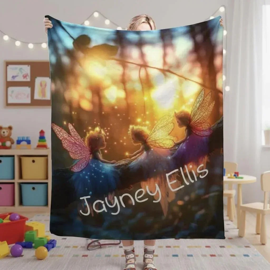 Personalized Fairy Blanket: Enchanted Wonderland Fantasy Throw