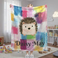 Personalized Hedgehog Blanket: Whimsical Plaid, Cosy Throw, Super Soft Name Gift