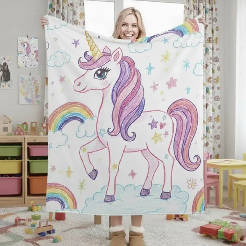 Personalized Picture Photo Blanket: Enchanted Kids Fantasy Fleece Throw
