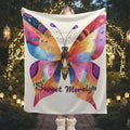 Personalized Butterfly Blanket: Vibrant Flannel Fleece Throw, Colourful Custom Name Gift