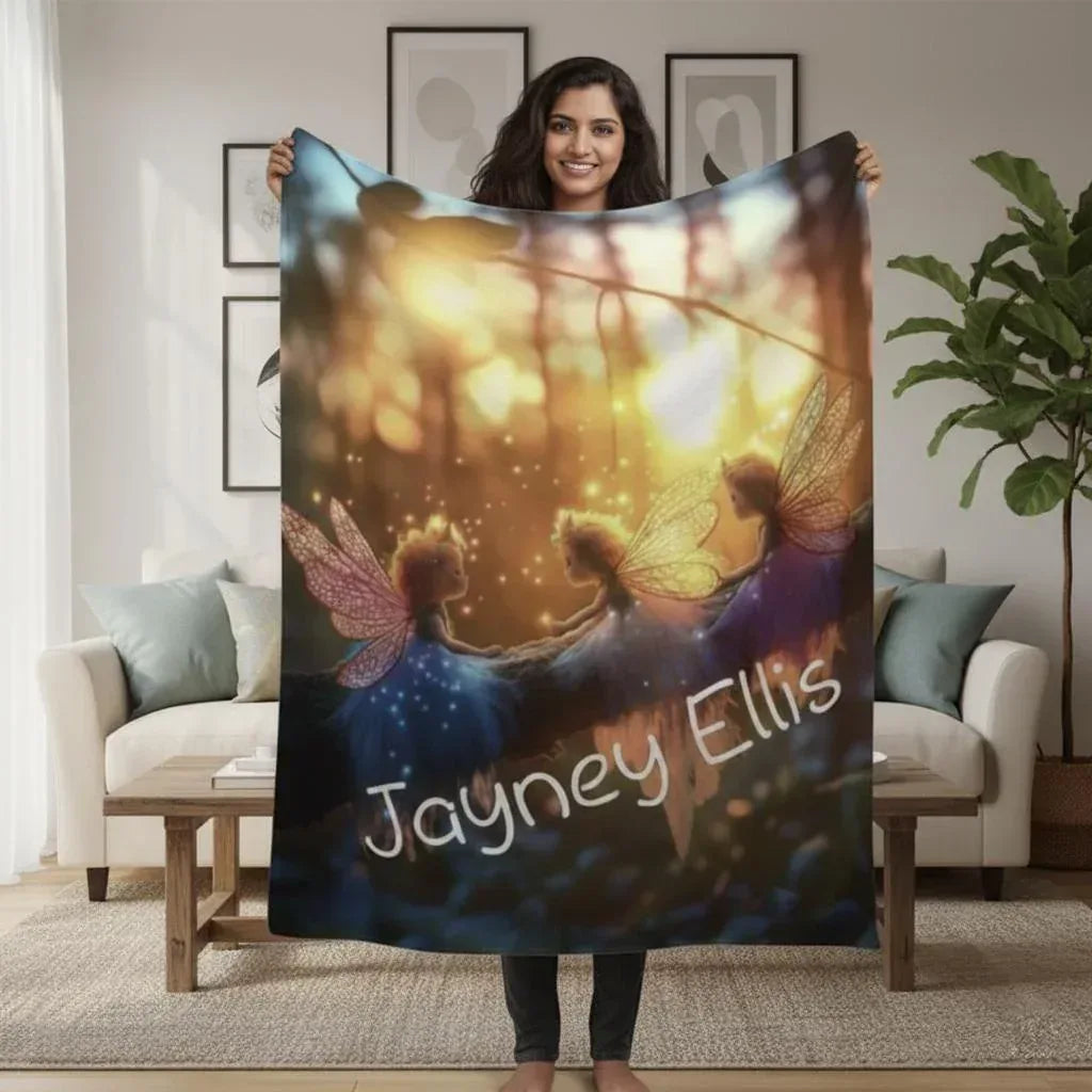 Personalized Fairy Blanket: Enchanted Wonderland Fantasy Throw