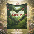 Personalized Garden Heart Blanket: Lush Greenery Plant Microfiber Fleece Throw, Romantic, Lovely Gift