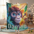 Personalized Monkey Jungle Animal Blanket: Soft Fleece Safari Ape Throw, Super Soft Name Gift