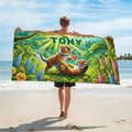 Personalized Jungle Tiger Beach Towel: Custom Name Microfiber Swimming Pool Towel