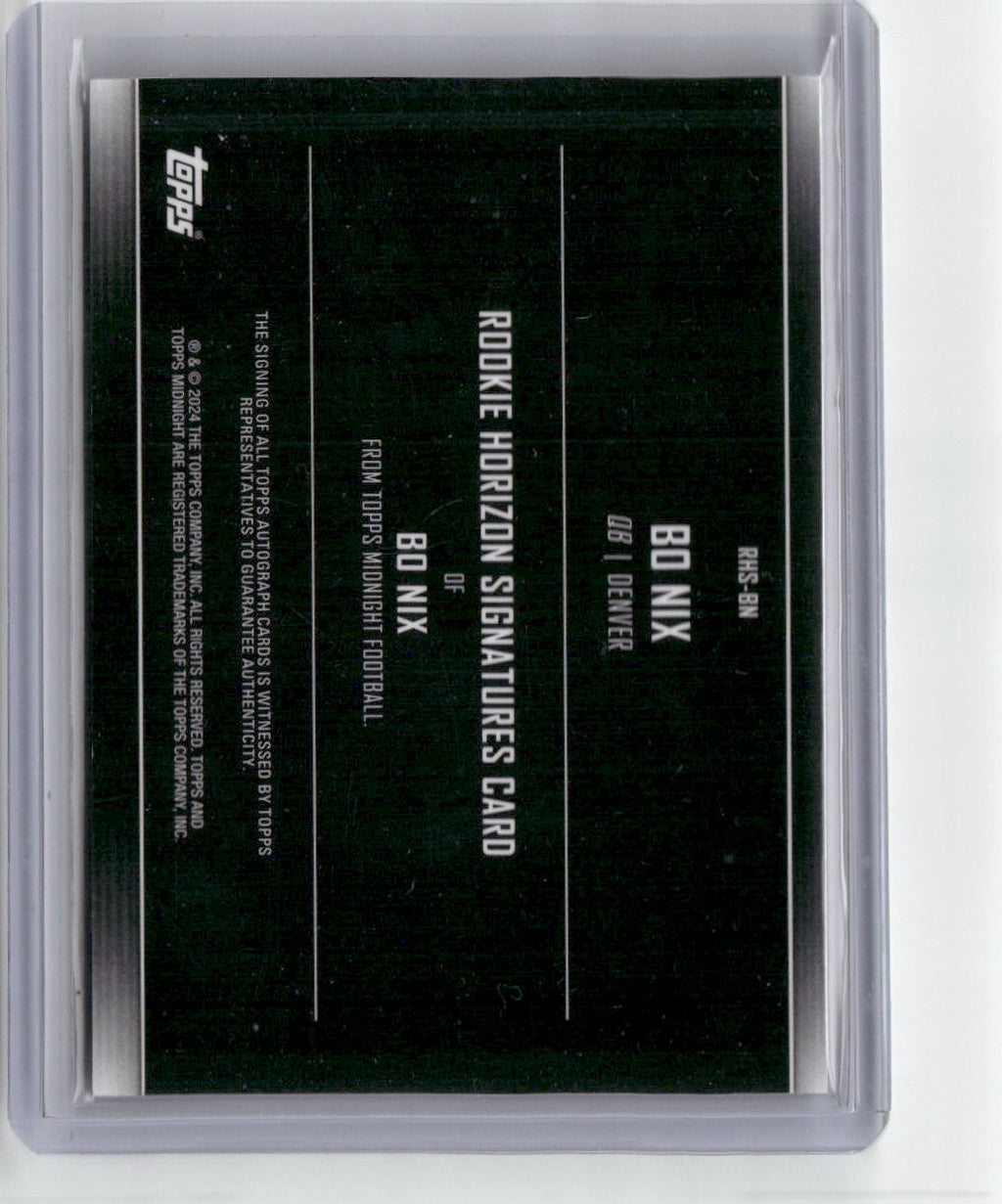 2024 Topps Midnight Rookie Horizons Bo Nix #RHS-BN Autograph Rookie RC Football Card