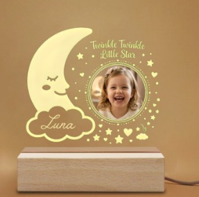 Personalized Twinkle Little Star Photo Night Light - Add your Name + Upload your Photo