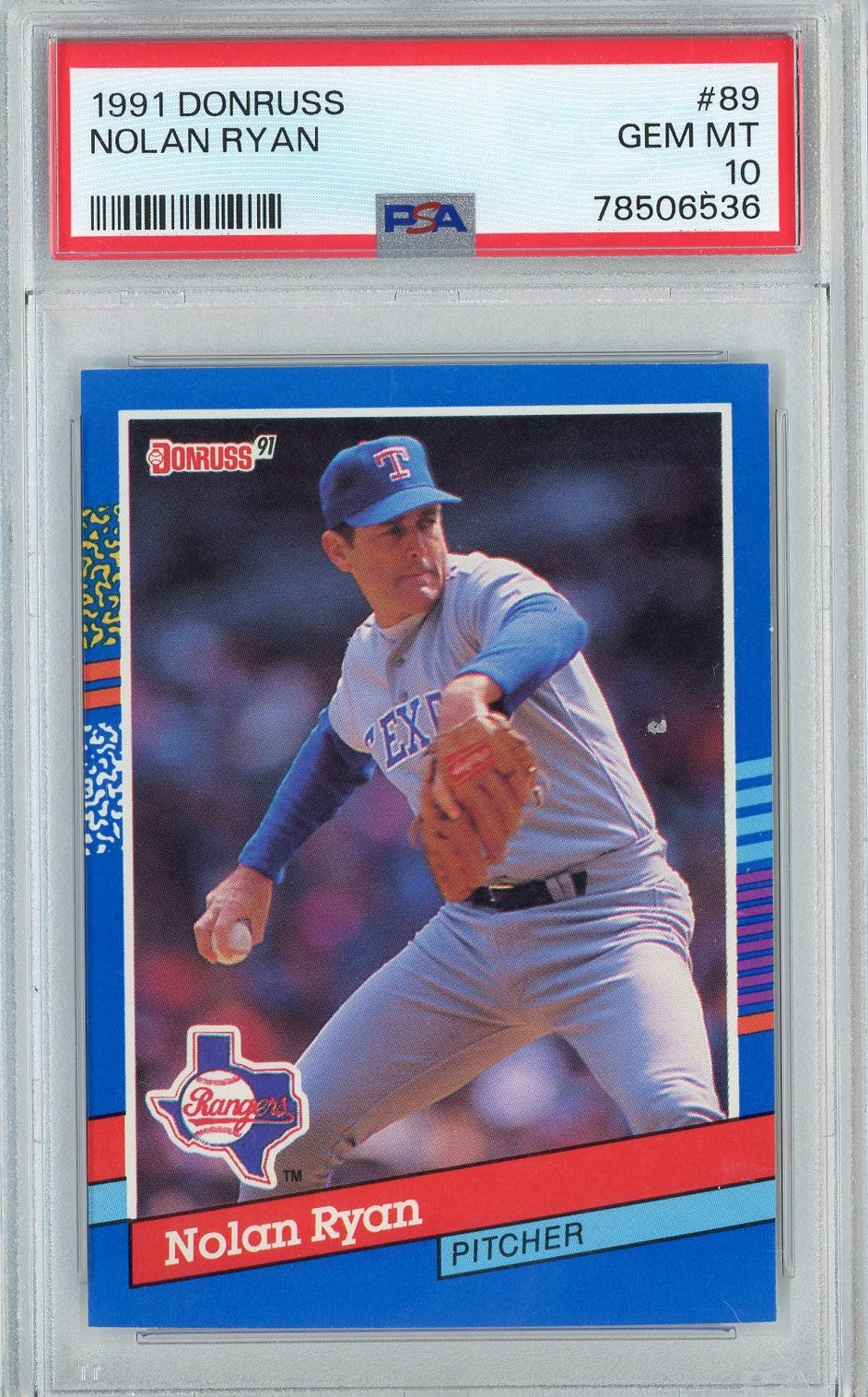 Graded 1991 Donruss Nolan Ryan #89 Baseball Card PSA 10 Gem Mint