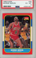Graded 1986 Fleer George Gervin #36 Basketball Card PSA 6 EX-MT