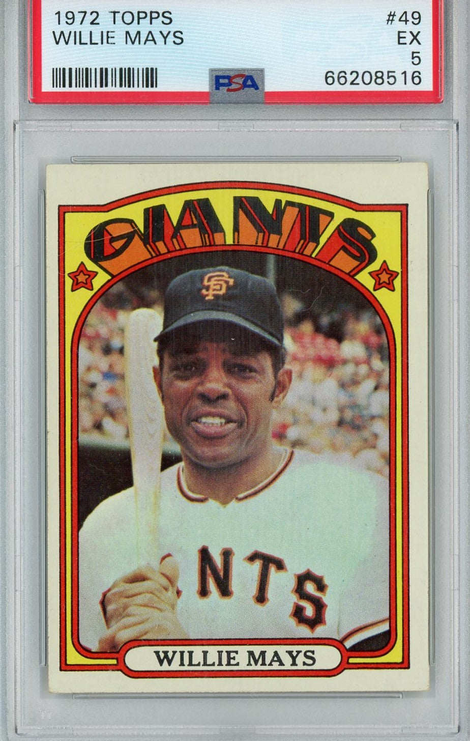 Graded 1972 Topps Willie Mays #49 Baseball Card PSA 5 Excellent