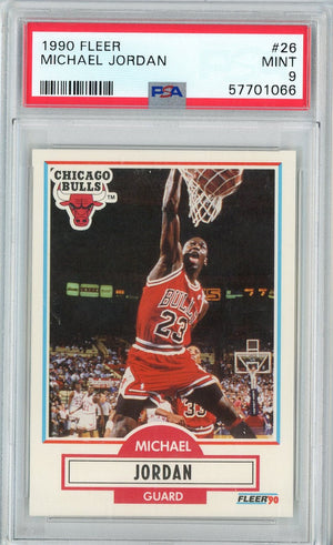 Graded 1990 Fleer Michael Jordan #26 Basketball Card PSA 9 Mint