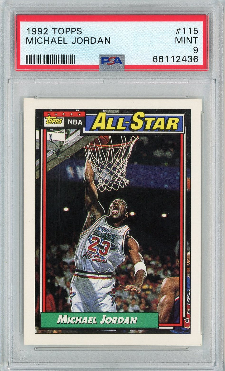 Graded 1992 Topps Michael Jordan #115 Basketball Card PSA 9 Mint