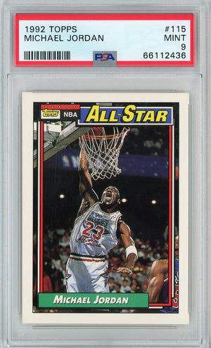 Graded 1992 Topps Michael Jordan #115 Basketball Card PSA 9 Mint