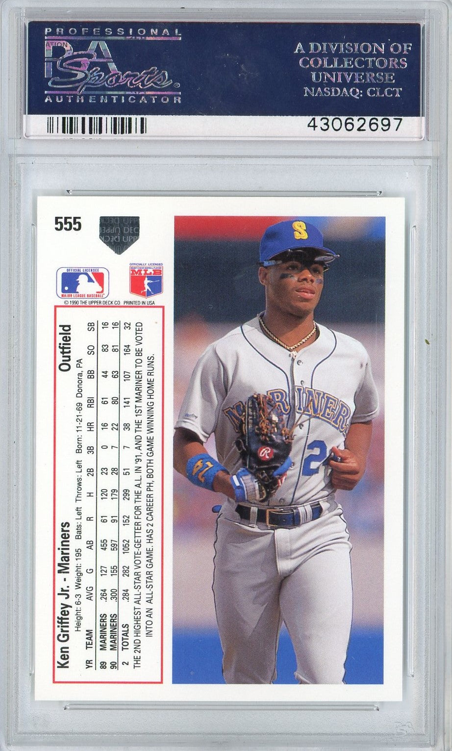 Graded 1991 Upper Deck Ken Griffey Jr #555 Baseball Card PSA 10 Gem Mint