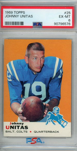 Graded 1969 Topps John Johnny Unitas #25 Football Card PSA 6 EX-MT