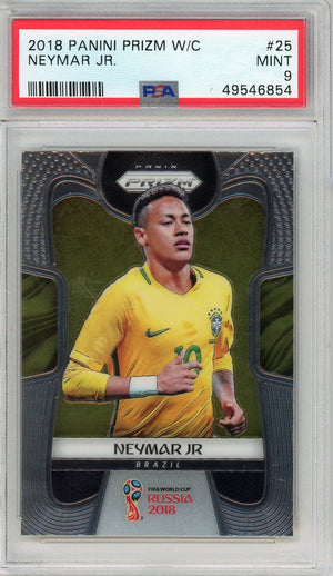 Graded 2018 Panini Prizm World Cup Neymar Jr. #25 Soccer Card PSA 9 Mint