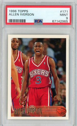 Graded 1996 Topps Allen Iverson #171 Rookie RC Basketball Card PSA 9 Mint