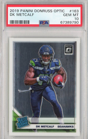 Graded 2019 Panini Donruss Optic DK Metcalf #163 Rookie RC Football Card PSA 10 Gem Mint