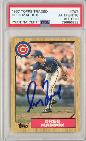 Graded 1987 Topps Traded Greg Maddux #70T Rookie RC Baseball Card PSA 10 Auto Grade Gem Mint